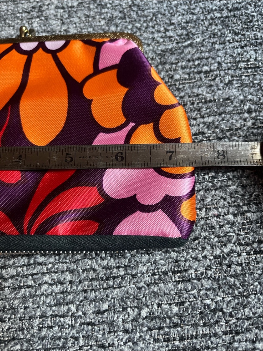 1970s Floral Satin clutch Purple & Orange Excellent condition! - Picture 9 of 9